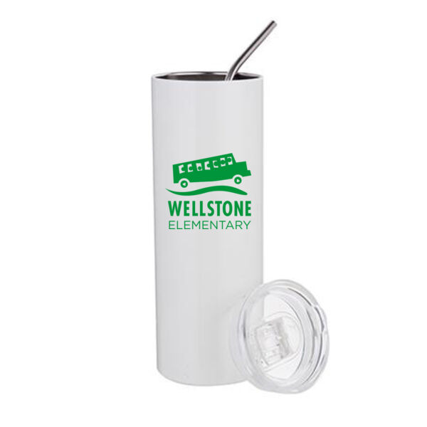 20oz Stainless Steel Tumbler W/Straw & Lid - Sublimated Logo Thumbnail