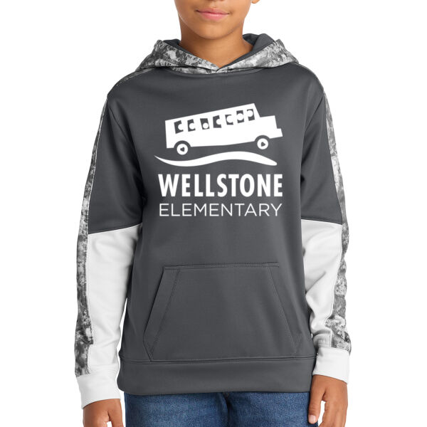 Sport-Tek - Youth Sport-Wick Mineral Freeze Fleece Colorblock Hooded Pullover - Printed Logo Thumbnail