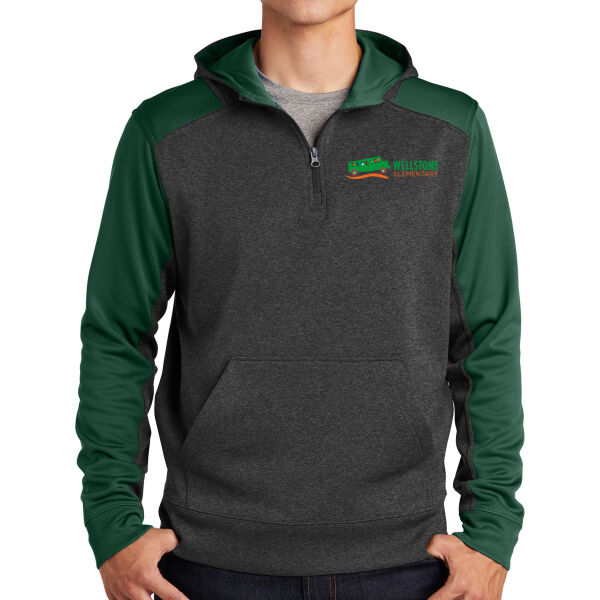 Sport-Tek - Tech Fleece Colorblock 1/4 Zip Hooded Sweatshirt - Embroidered Logo Thumbnail