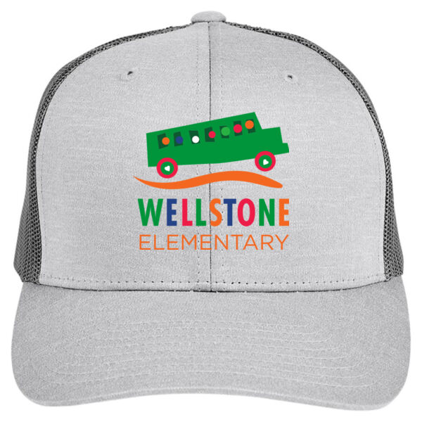 Team 365 - Youth Zone Sonic Heather Trucker Cap by Yupoong - Embroidered Logo Thumbnail
